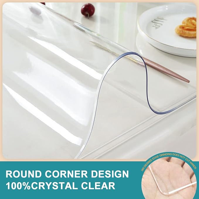 Rectangular Clear PVC Plastic Table Cloth 16x30 inch Clear PVC Vinyl Desk Pad Mat Wood Furniture Screen Protector Non-Slip Desk Top Mat for Computer Desk Coffee Table Dresser Sofa Table Dinner Table