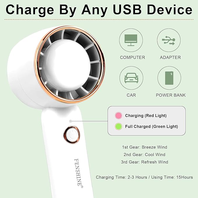 Portable Fan with Remote, Ultra Quiet USB Fan, 4 Speeds & 3 Warm Lights, Hanging Travel Fan with Timer, for Office, Bedroom, Nursery, Camping Tent