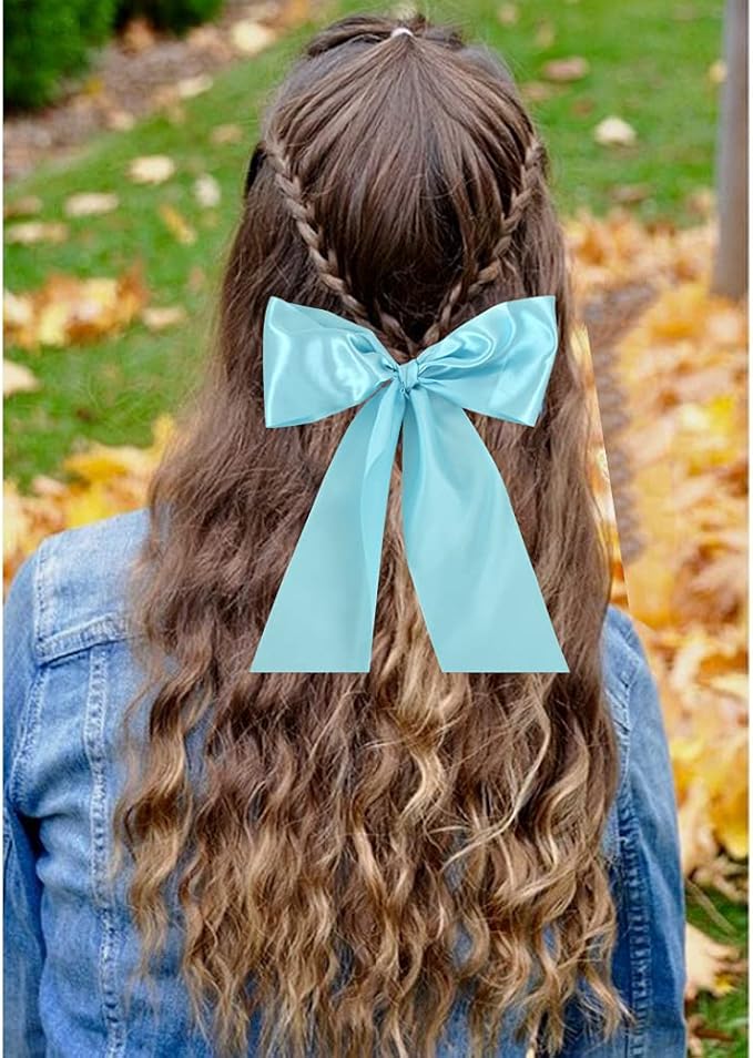 TONIFUL 4 Inch Wide Light Blue Solid Satin Ribbon 22yd Fabric Large Ribbon for Cutting Ceremony Grand Opening Chair Sashes Table Hair Bows Floral Sewing Craft Gift Wrapping Wedding Party Decoration