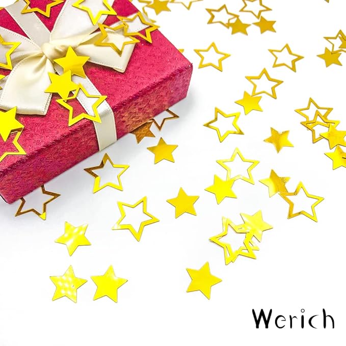 Werich Star Confetti Gold Table Confetti Birthday Baby Showe Wedding Metallic Foil Stars for Party Bridal Shower Festival Theme Party Decorations Supplies