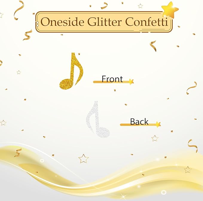 100pcs Music Note Confetti, Gold&Pink Glitter Musical Table Confetti for Baby Shower, Music Theme Birthday Paper Scatters, Anniversary/Wedding Party Table Decoration