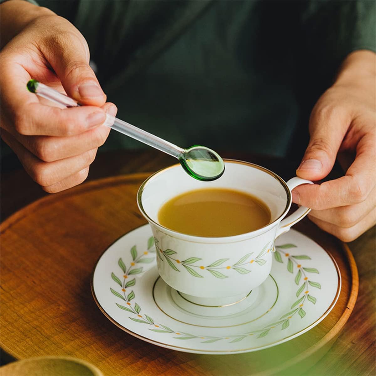 5 Pieces Glass Spoons for Coffee Teaspoons Glass Stirring Spoon Rod 5.9 inch Coffee Stirrers Ice Tea Spoon Glass Mixing Spoon for Tea SugarHome Bar
