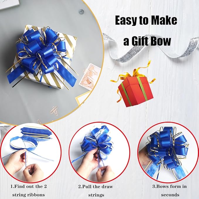 6 PCS Pull Bow 6 inch Pull Bow for Present Party Birthday Holiday Presents Flower Decorations