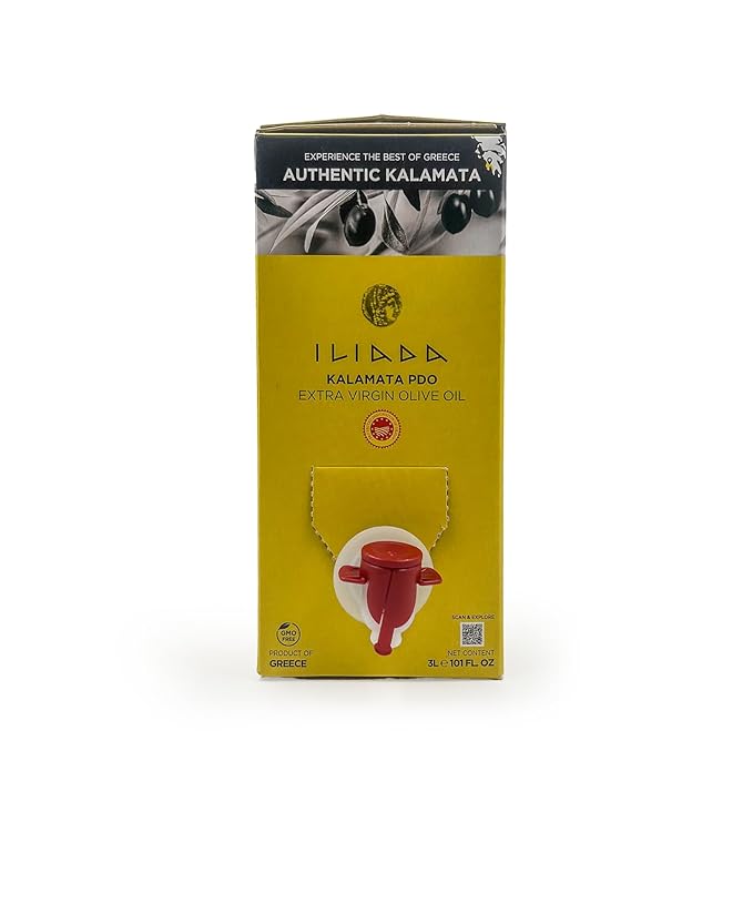 Iliada Kalamata PDO Extra Virgin Olive Oil Bag in a Box, 3Lt, Multi-Awarded, Single Region 100% Greek, Monovarietal Koroneiki, Cold Press