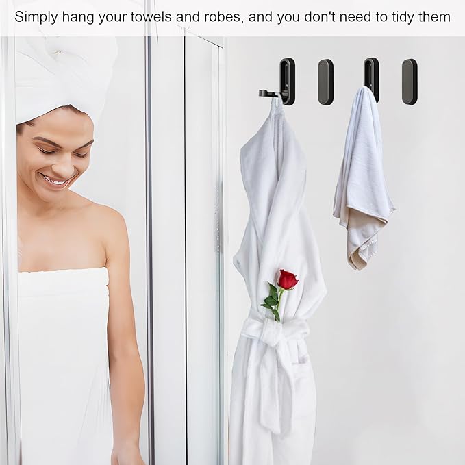 Matte Black Foldable Towel Hooks for Bathroom 2 Pack,Wall Hooks for Hanging Heavy Duty Coat Robe Purse Hooks, Foldable Hooks Storage Solution for Bathroom,Closet,Entryway,Pool (2, Matte Black)