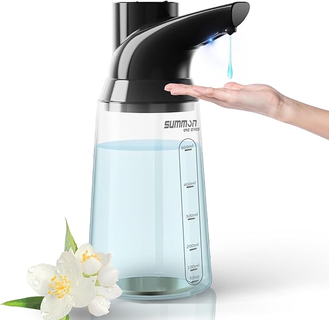 Automatic Liquid Soap Dispenser Touchless,Black 4-Level Adjustable Modern Type-C Rechargeable Electric Sensor Soap Dispenser,Hand Sanitizer Dispenser for Kitchen(23.7oz/700ml)