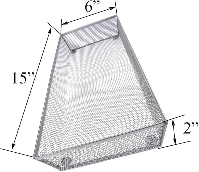 HAHIYO Stackable Mesh Tray Cup 15 x 6 x 2 inches Sturdy Container for Desk Drawer Organizer Collection for Home Office School kitchen Soft Foam Feet No Sharp Edges 1 Pack Silver