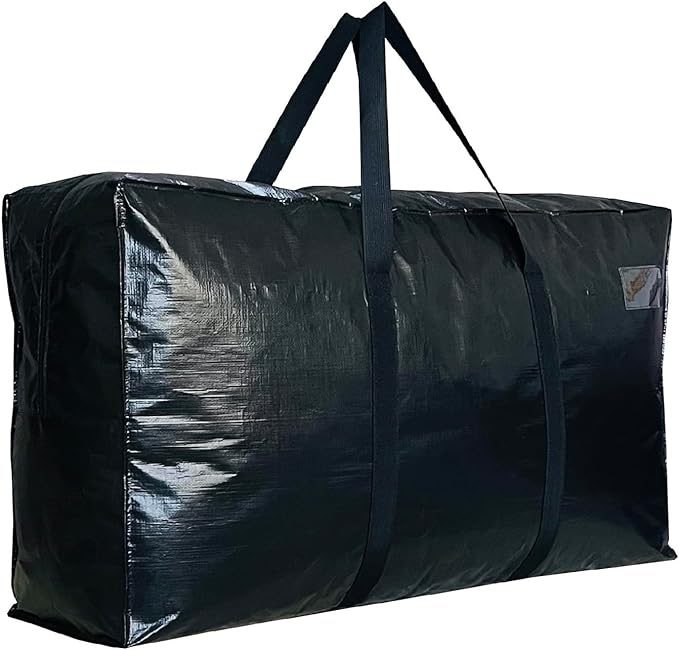 168 Gallon Extra Large Storage Bags, Jumbo Moving Storage Bags, Foldable Big Black Waterproof Outdoor Patio Cushion Storage Bag, 65x30x20inch - 1PACK