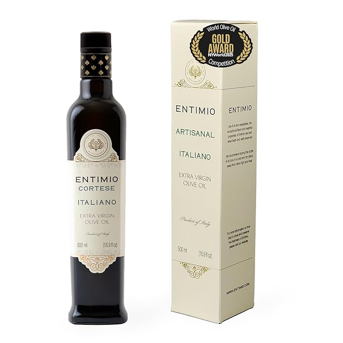 Entimio Cortese Organic Italian Extra Virgin Olive Oil from Italy, 700+ mg/kg High in Polyphenols, 2025 Gold Winner, Tuscany Early Harvest evoo