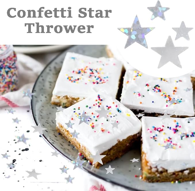 60g/2.1oz Glitter Star Confetti 6/10mm Metallic Foil Stars Sequin Holographic Stars Table Confetti for Party,Wedding,Birthday Decorations(Silver+Glowing Silver/XX-FGY+Y)