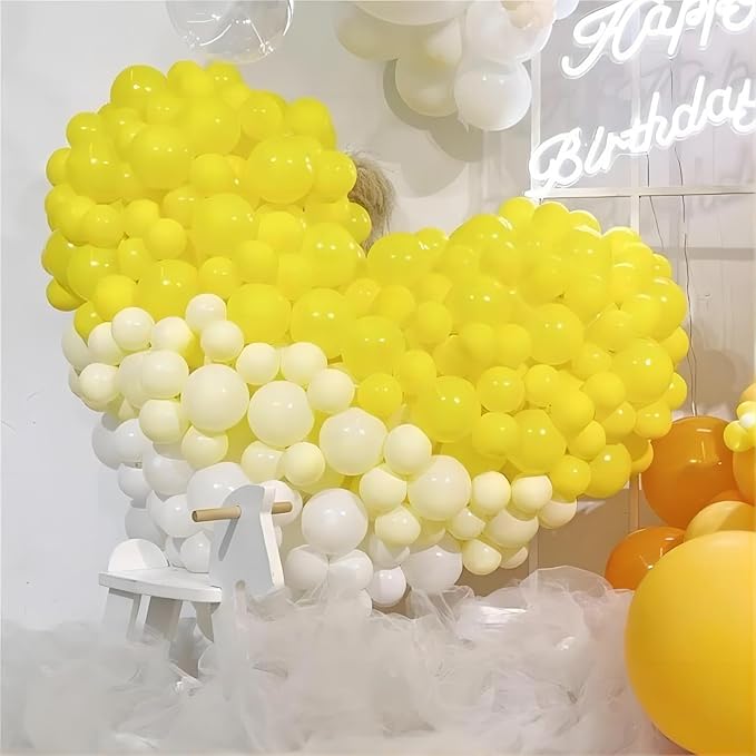 130pcs White and Yellow Balloons Garland Arch Kit, 18 12 10 5 Inch Different Sizes Pack Latex Balloon for Wedding Baby Shower Birthday Christmas Party Garland Decoration