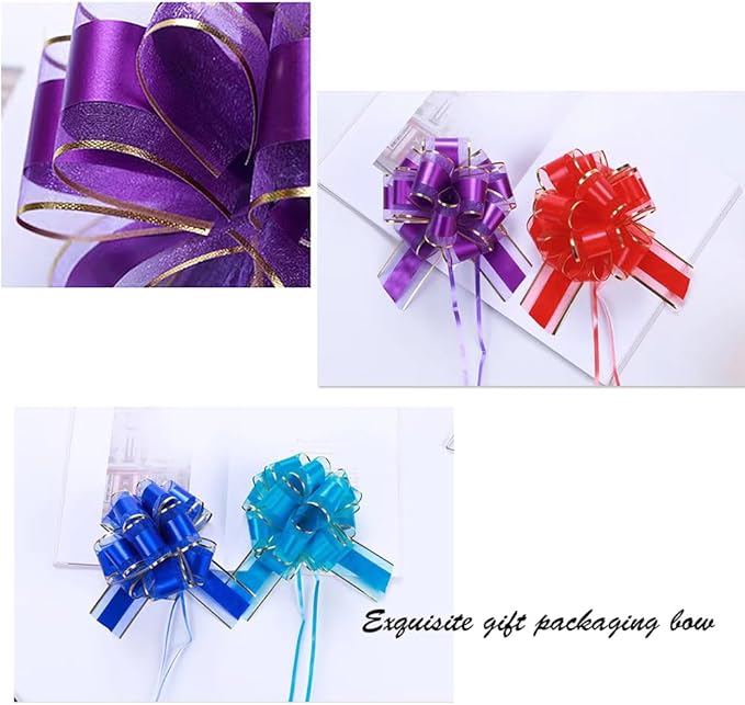 6PCS Large Purple Bows,Phnom Penh Gift Wrap Pull Bows,for Gift Basket,Christmas,Valentine's Day,Birthday,Anniversary,Wedding,Flower Shop Packaging (Purple)