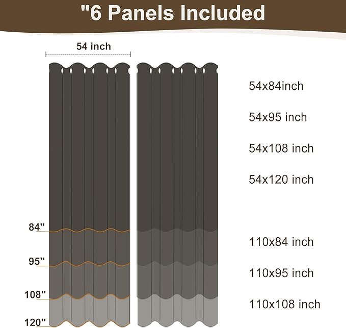 HolidayIdeas Rod Pocket Outdoor Patio Curtains Waterproof 6 Pcs 54x108 Inch- Protect Privacy & Weatherproof Balcony Outdoor Curtains for Apartments,Porch, Gazebo, Pergola, Sliding Glass Door, Cream