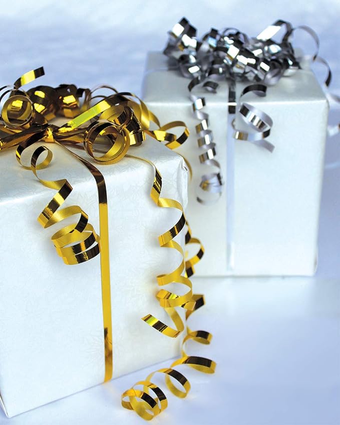 Metallic Gold Silver Ribbon Curling Set - Shiny for Wedding & Party Gift Wrap, 500 Yards Discounted