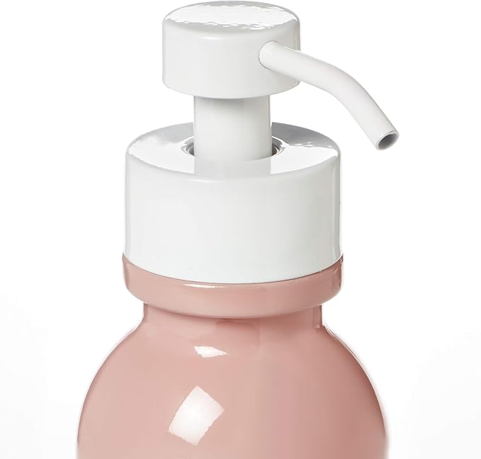 16oz Coral Glass Soap Holder for Foaming Soap, Dispenser for Foaming Bath or Hand Soap by Industrial Rewind® (Salmon/White)