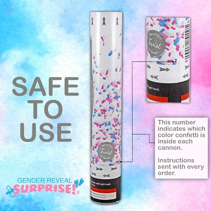 Gender Reveal Surprise - Pink Powder Cannon Bundle - Easy to Use Pink Powder Cannon for Baby Gender Reveal Parties - Includes 8 Balloon Decorations - 16 Inch - 4 Pack