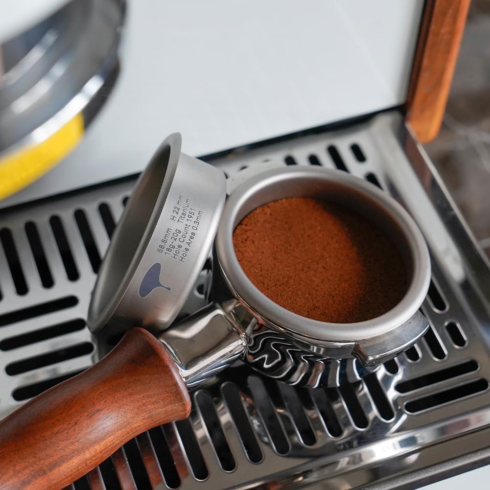 watchget 58mm Espresso Filter Basket, 18-20g Titanium Fliter Basket High-Speed and Precision Extraction Portafilter Basket Filter Fits Most 58mm