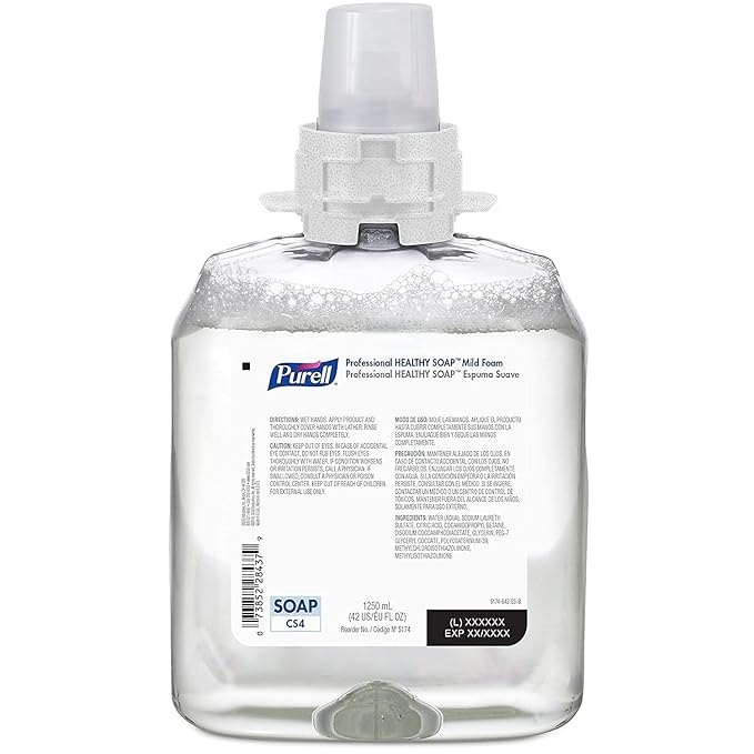 PURELL Brand HEALTHY SOAP Mild Foam, 1250 mL Hand Soap Refill for PURELL CS4 Manual Dispenser (Pack of 4) - 5174-04 - Manufactured by GOJO, Inc.