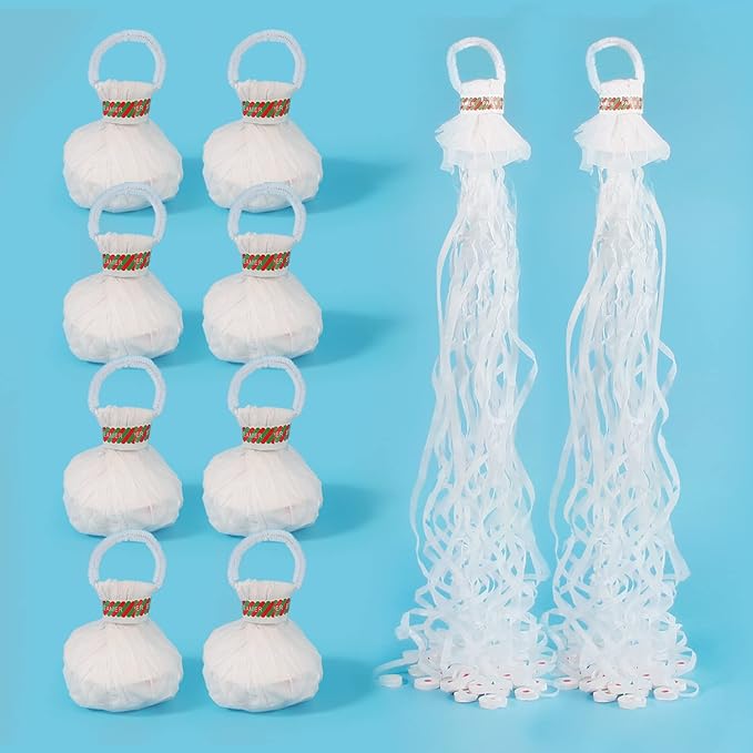 30Pack Streamer Poppers, No Mess White Paper Crackers, Hand Throw Confetti Streamers for Birthday, Wedding, Party Celebrations