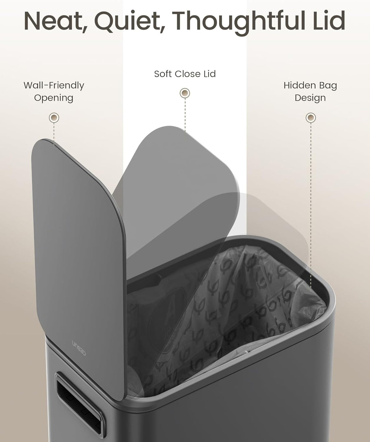 Cesun Small Bathroom Trash Can with Lid Soft Close, Step Pedal, 5 Liter / 1.3 Gallon Stainless Steel Garbage Can with Removable Inner Bucket, Waste Basket for Bathroom, Bedroom (Gray)