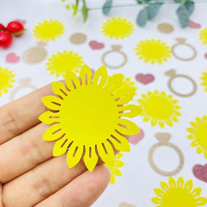 100PCS Sunflower Table Confetti,Gold Yellow Glitter Paper Bridal Shower Decorations for Boys Baby Shower Decor Table Confetti Groovy Party Favors Sunflower Confetti Wedding Birthday Party Supplies