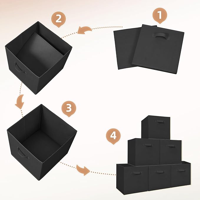 STORAGE MANIAC Storage Cubes, 13 Inch Collapsible Storage Bins with Handles, 8 Pack Fabric Foldable Bins for Organization, Durable Storage Bins for Closet, Shelves, Offices, Toys, 8-Pack Black