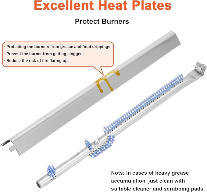 17" Grill Part Kit for Charbroil Performance 2 Burner 463630021 463660421 463655021 463630422 463655421,Grill Grates/Heat Plates/Burners/Adjustable Crossover/Tube/Ignition for Charbroil Grills