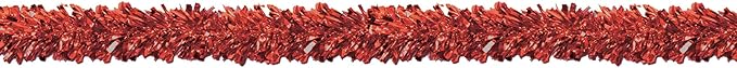 Beistle Metallic Festooning Garland Hanging Decorations, Christmas Party Supplies, Valentine's Day, 4" x 15', Red
