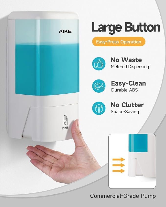 AIKE Wall Mount Foaming Soap Dispenser for Commercial Bathrooms,40 oz Large Capacity AK1007F,White