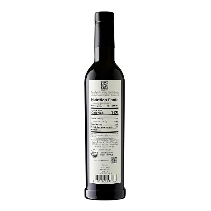 Pruneti Frantoio Organic Extra Virgin Olive Oil – Italian Olive Oil from Tuscany, Italy, 2025 Gold Award Winner – 500+ mg/kg High Polyphenols evoo