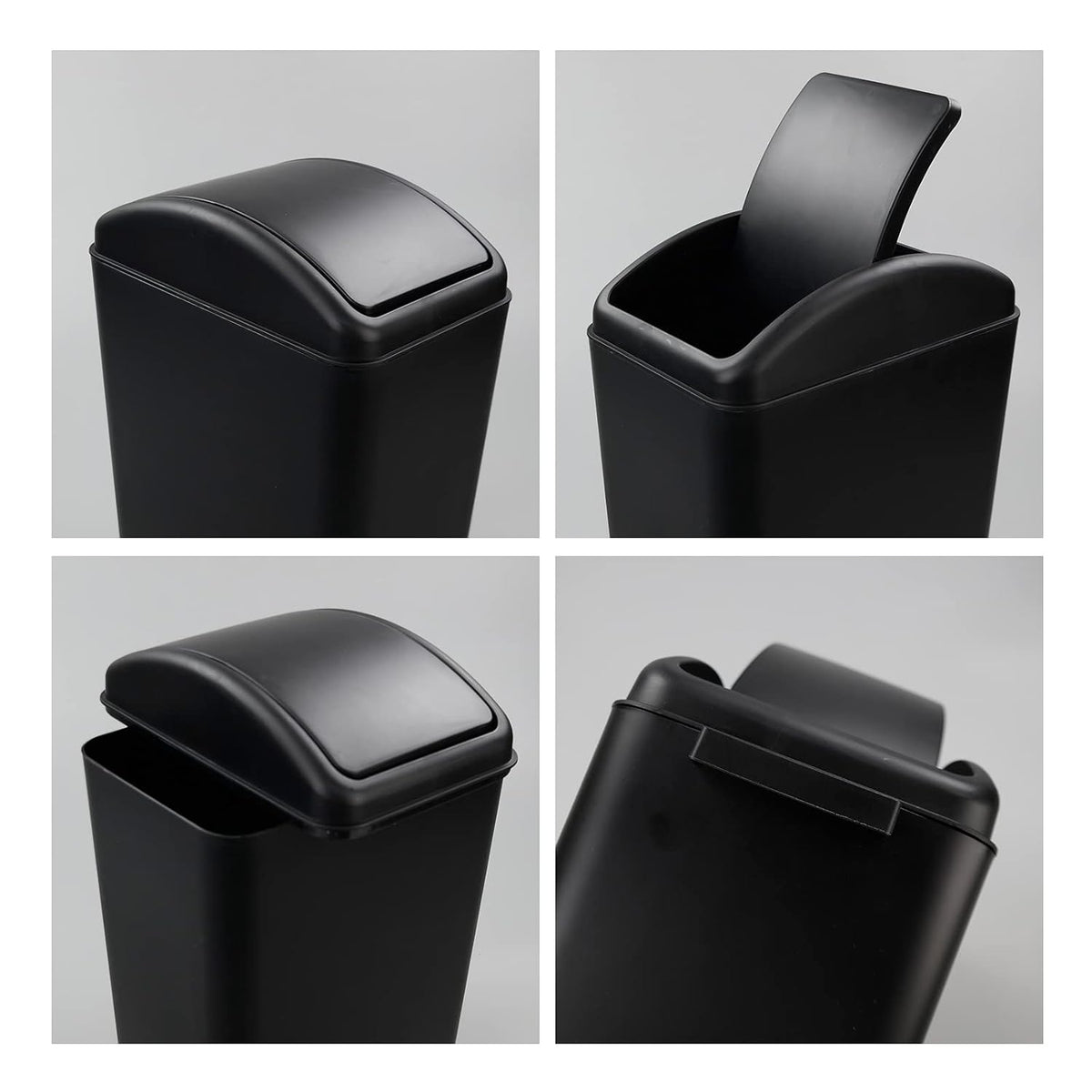 4.2 Gallon Plastic Trash Can with Swing Lid, Swing Top Garbage Can, Black