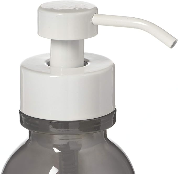 16oz Glass Soap Holder for Foaming Soap, Dispenser for Foaming Bath or Hand Soap. Comes with Non Slip Bottom Coaster (Gray/White)