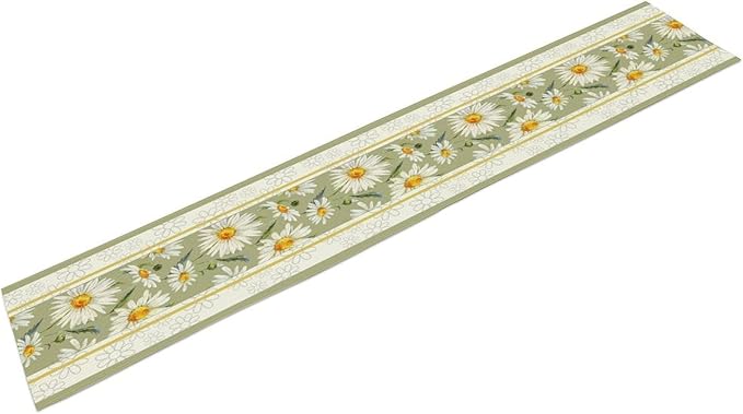 Daisy Flower Table Runner, Summer Watercolor Plants Floral Spring Garden Table Cover for Farmhouse Kitchen Dining Room Party Picnic Table Decor, 13x60inch