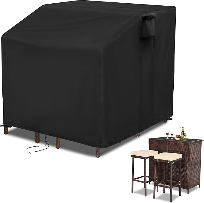 41 Inch Waterproof Outdoor Bar Set Cover, Heavy Duty Patio Bar Set Cover for Wicker Bar Table Set 41"x38"x40",Balcony Bar Set with Stools Cover