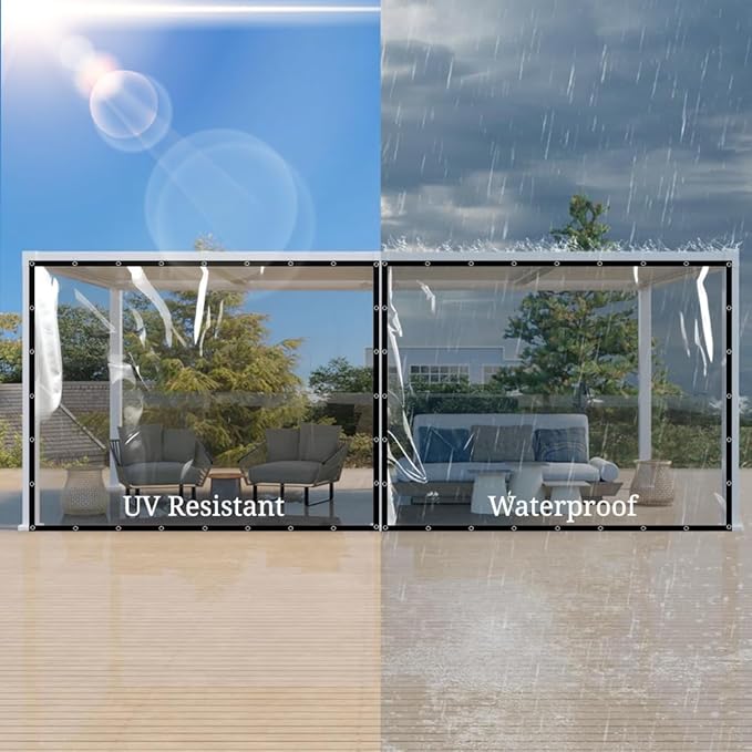 Covers & all Clear Tarp Heavy Duty Waterproof, 20mil Clear Tarp with Grommets, Outdoor Tarp for Patio Covers, Porch Screens, Greenhouses, Chicken Coop (7' H x 12' W Feet), Indoor or Outdoor Use