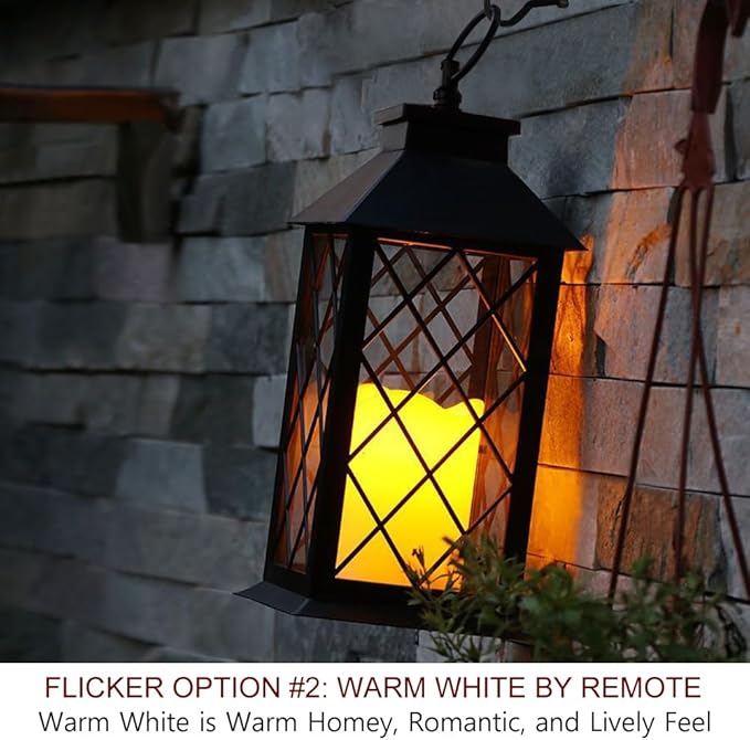 13.5" Decorative Candle Lantern with Timer Candles - IP44 Waterproof Vintage Lanterns Battery Powered LED Decorative for Wedding - Warm White Hanging Wall Lanterns