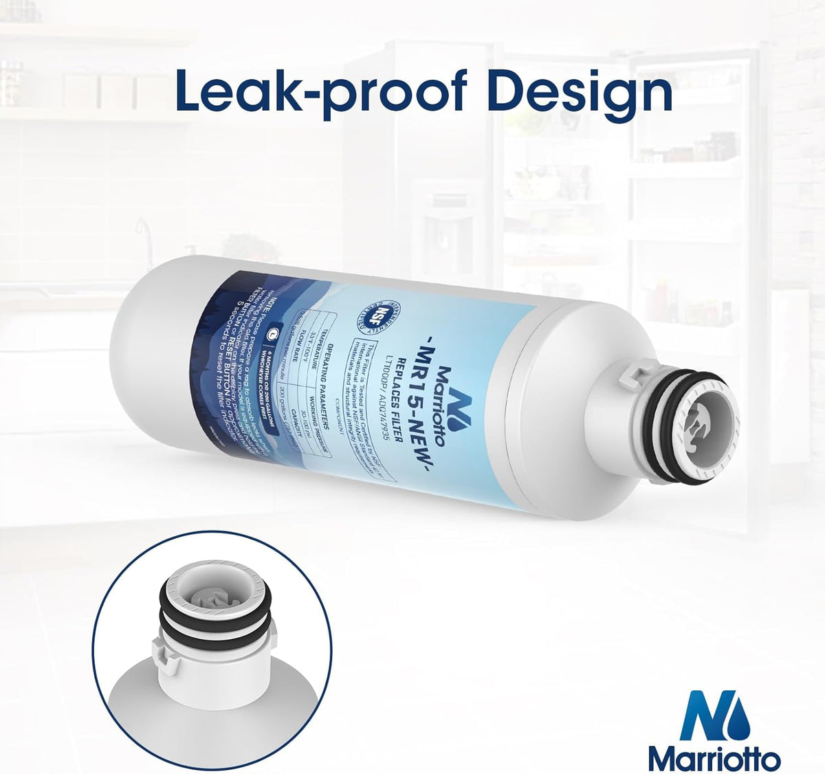 MARRIOTTO Water Filter LT1000PC Replacement for Refrigerator, Compatible with LT1000PC/PCS, LT1000PC, LT-1000PC, MDJ64844601, ADQ747935 ADQ74793504 Water Filter (2 Pack)