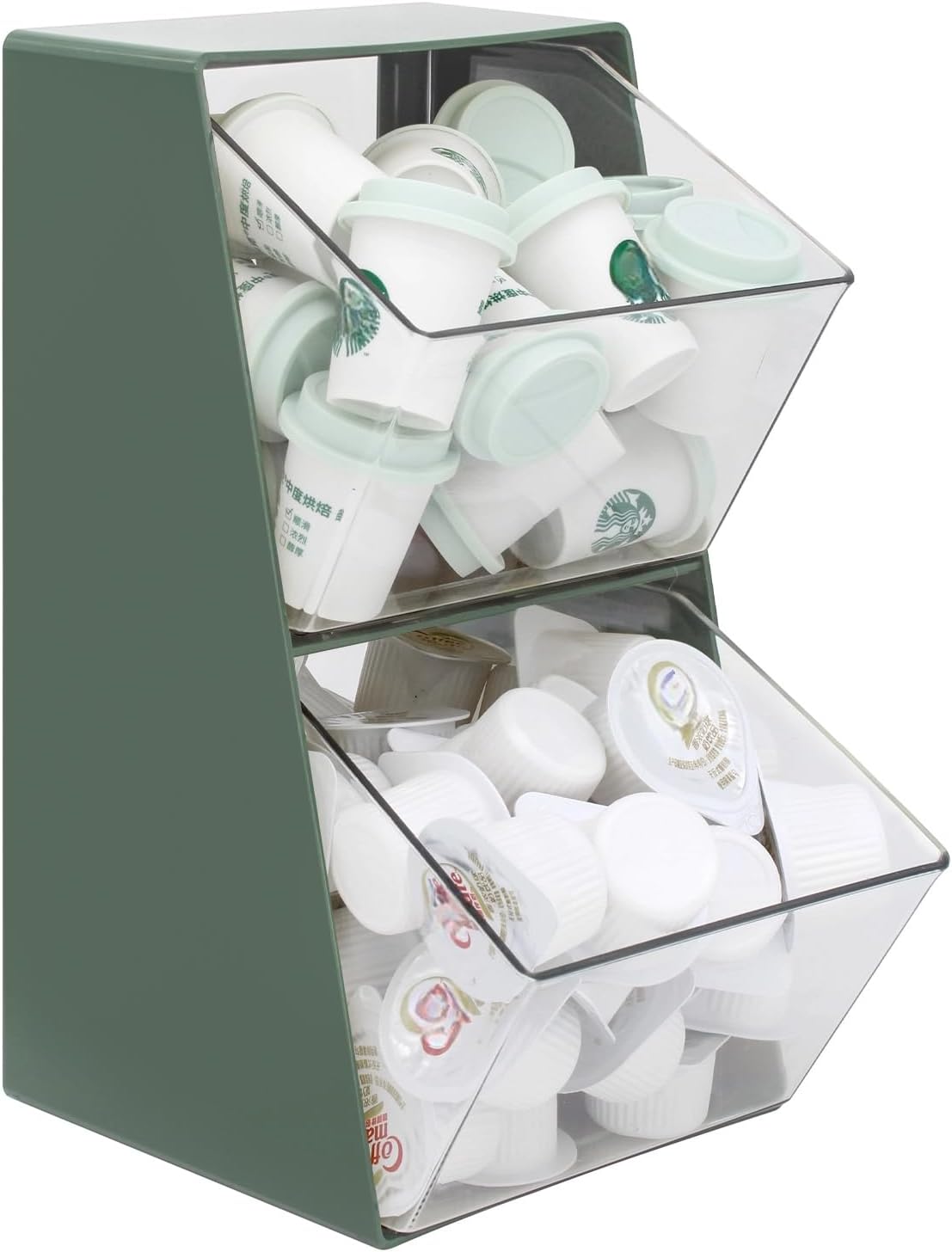 Bokelai Coffee Pod Storage with 2 Large Capacity Basket K Cup Holder Countertop Organizer for Creamer Keuring Espresso Capsule Plastic Tea Bag