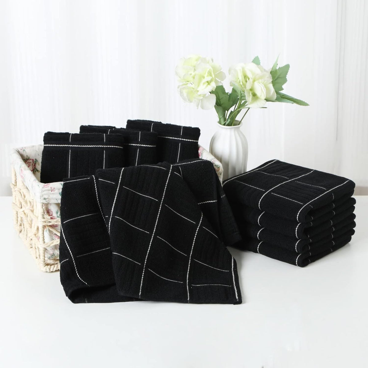 Glynniss Kitchen Towels and Dishcloths Set, Four Kitchen Dish Towels 16x26 Inches, Four Absorbent Dish Cloths for Washing Dishes 12x12 Inches, Cleaning and Drying for Everyday Use Pack of 8 (Rust)