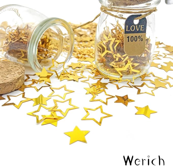 Werich Star Confetti Gold Table Confetti Birthday Baby Showe Wedding Metallic Foil Stars for Party Bridal Shower Festival Theme Party Decorations Supplies