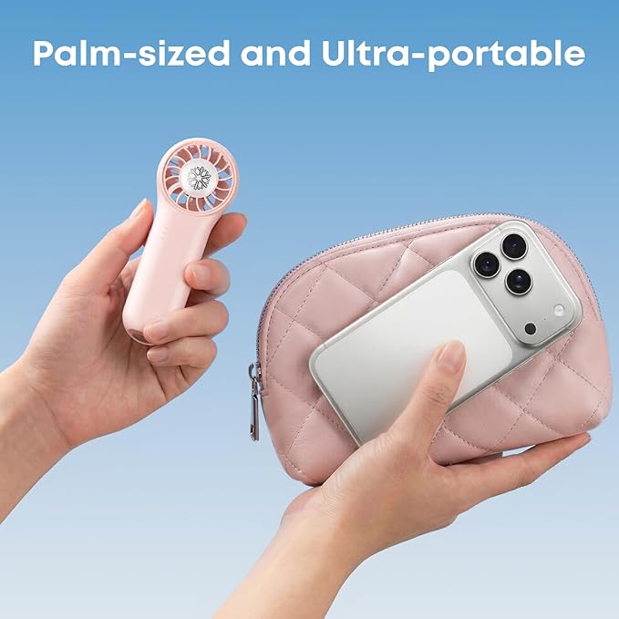 DREAMME Mini Handheld Fan, Sweetfull Mini Portable Fan, 4-Speed Personal Small Fan, Cute Pocket Lash Fan, Rechargeable Operated Cooling Fan for Travel, Cruise Ship Essentials, Eyelash, Makeup, Pink