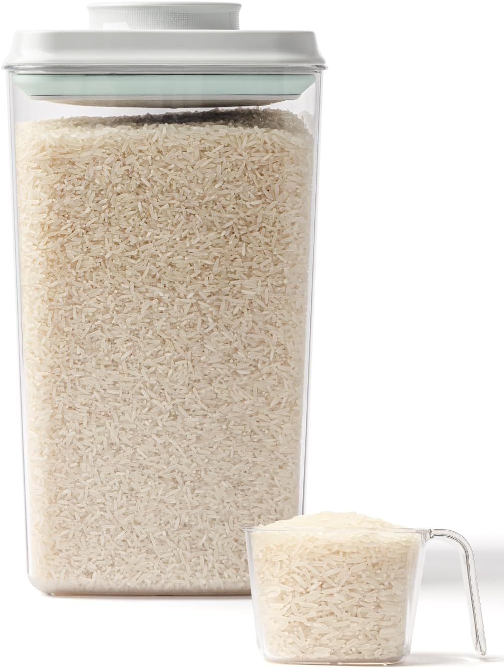 Large Airtight Food Storage Containers with Measuring Cup, 4L Airtight Pop Top Rice Storage Container 6.06 lbs(2.75kg)