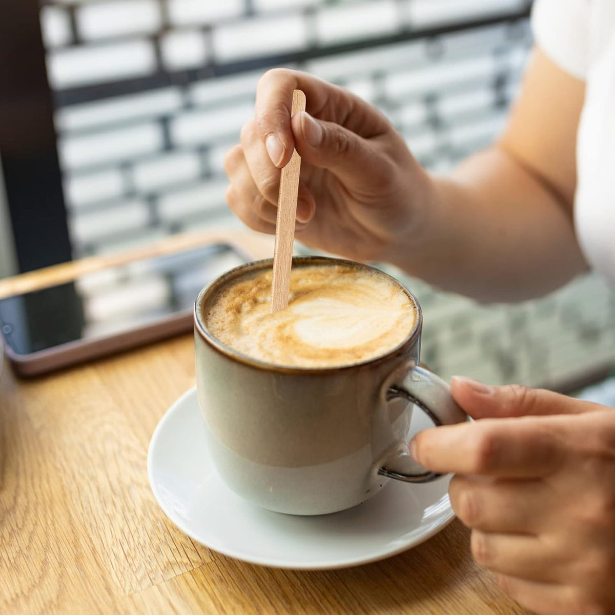 1000 Pcs Coffee Stirrers 5.5 Inch Wood Coffee Stir Sticks Individually Wrapped Wooden Stir Sticks Disposable Wood Stir Sticks Eco-Friendly Wood