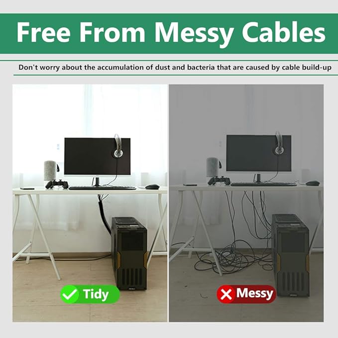 Computer Cord Management Sleeve System - Adjustable Cord Sleeves Wire Cover Concealer Wrap with Zipper, Durable Tidy Cord Keeper for TV/Office Theater/Home Entertainment, Black,39 Inch Long, 2 Pcs