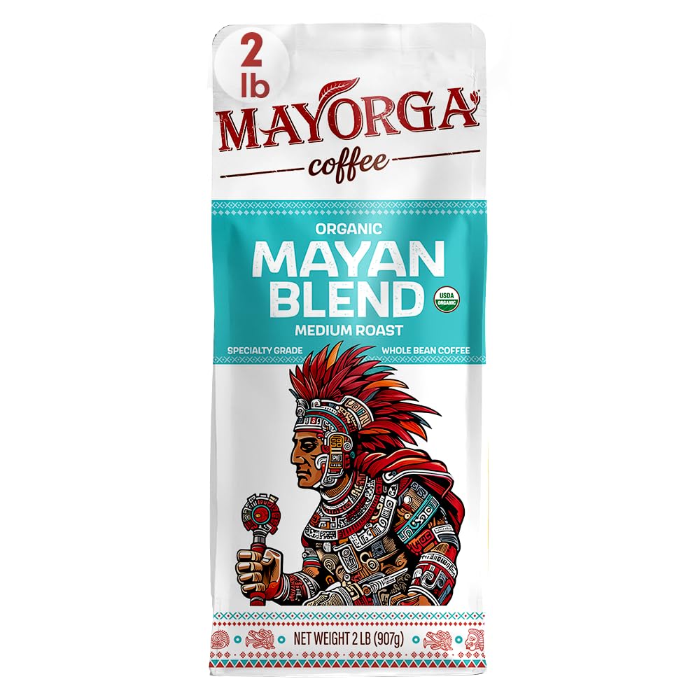 Mayorga Organic Coffee 2lb Mayan Blend - Medium Roast Whole Bean Coffee Specialty Grade, 100% Arabica, Slow Roasted