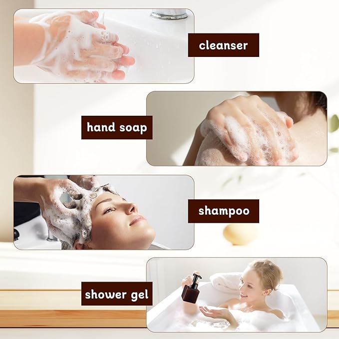 3 Pack Foaming Soap Dispenser Empty Plastic Foam Pump Bottle Refillable Foam Soap Bottle Dispenser for Shampoo Liquid Soap Face Wash (Brown, 250ml/8.3oz)