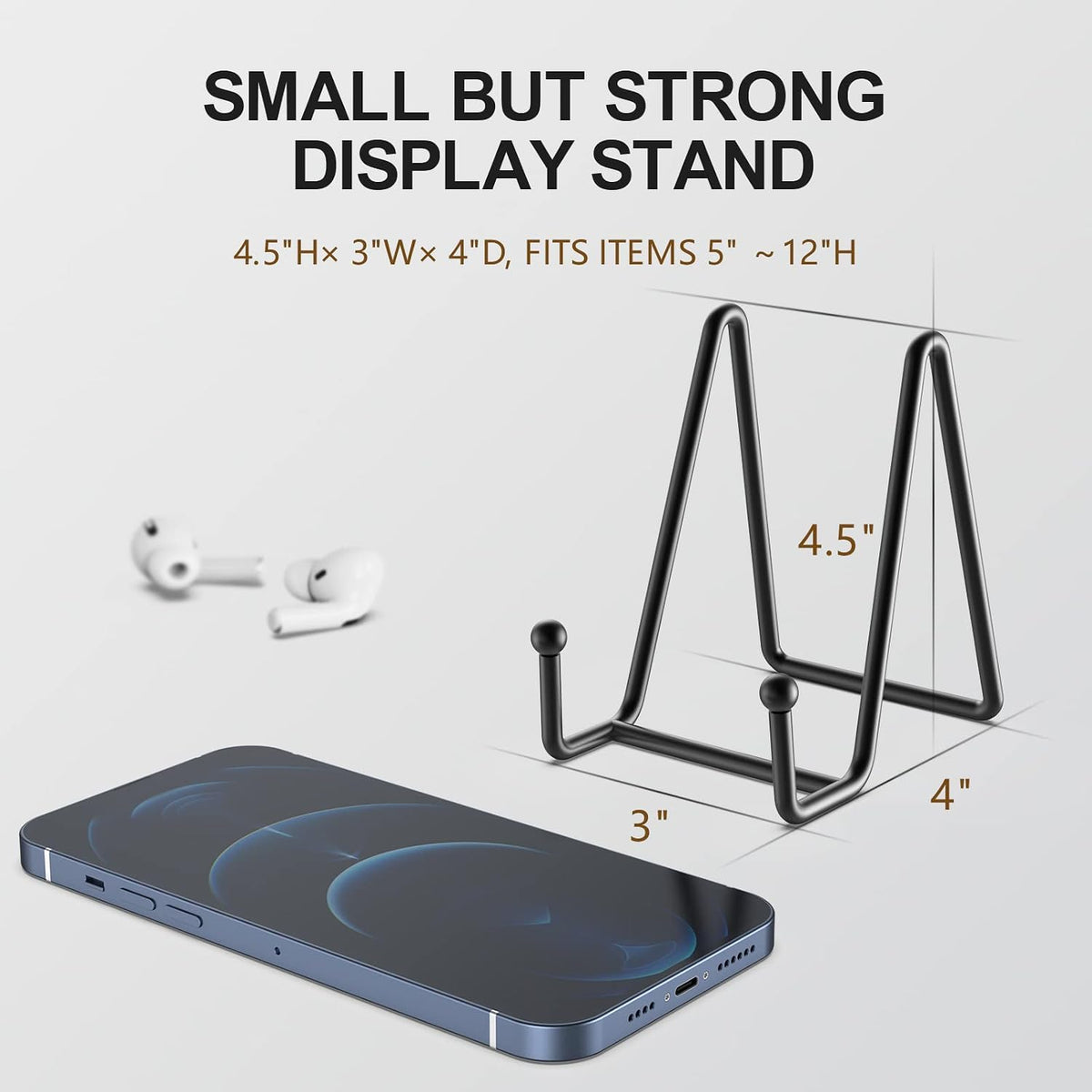 3 Pack 4.5 Inch Plate Stands for Display Metal Picture Stand Plate Holder