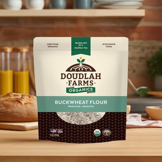 Organic Buckwheat Flour 1.5 lb - Non-GMO, USDA Organic, Gluten Free, Vegan - For Baking Bread, Pancakes, and More! Grown In USA