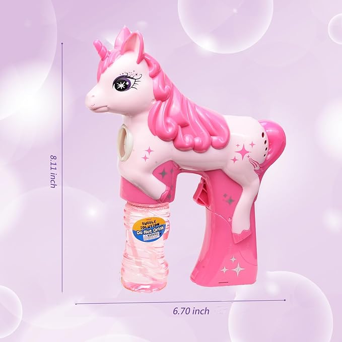 Unicorn Bubble Gun Set for Kids 2 Pack Automatic Bubble Blower Toy Bubble Machine Maker Outdoor Toys for Toddlers Girls Boys Backyard Play