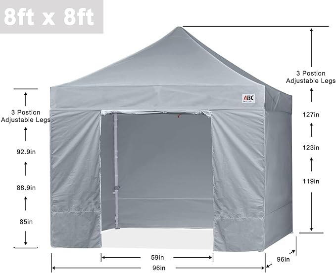 ABCCANOPY Easy Pop Up Canopy Tent with Sidewalls Commercial -Series, Gray